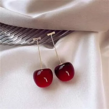 Red Cherry 14K Gold Hoop Earrings for Women - Stylish Dainty Statement Jewelry