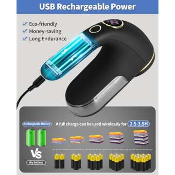 EiLVEEY Electric Lint Remover with LED Display and Rechargeable Design