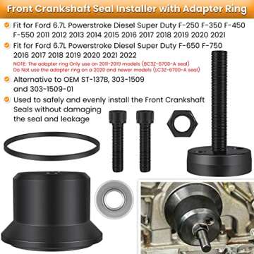 Front+Rear Crankshaft Seal Remover & Installer Tool Set for Ford 6.7L Powerstroke Diesel Super Duty 2011-2022 F250 F350 F450 F550 F650 F750 Replace 303-1510 303-1513 303-1514 303-1509 ST-138 ST-148