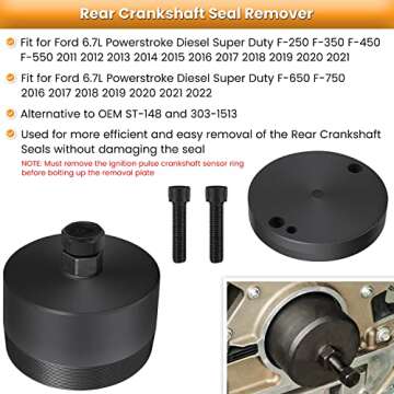 Front+Rear Crankshaft Seal Remover & Installer Tool Set for Ford 6.7L Powerstroke Diesel Super Duty 2011-2022 F250 F350 F450 F550 F650 F750 Replace 303-1510 303-1513 303-1514 303-1509 ST-138 ST-148
