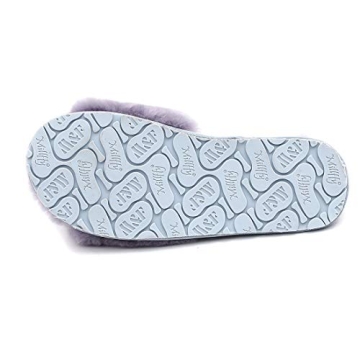 Millffy Women's Wool Fur Slippers Sheepskin Leather Slippers Shearling Fur Fluffy Fuzzy House Bedroom Shoes Slides (7-8, Lavender)