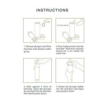 Premium KOHIPRESS French Press Coffee Maker, Insulated 12 oz Travel Brew