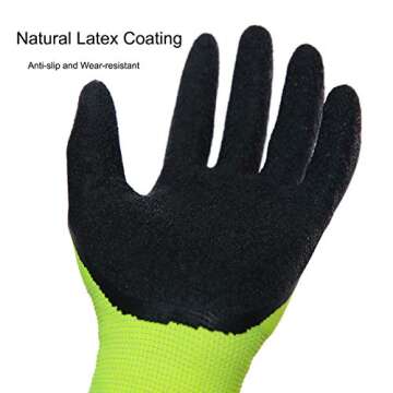 FWPP Latex Coated Work Gloves, Firm Grip for Construction, Gardening Gloves for Men and Women (Size L 6Pairs Yellow GL008003)
