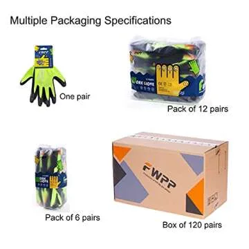 FWPP Latex Coated Work Gloves, Firm Grip for Construction, Gardening Gloves for Men and Women (Size L 6Pairs Yellow GL008003)