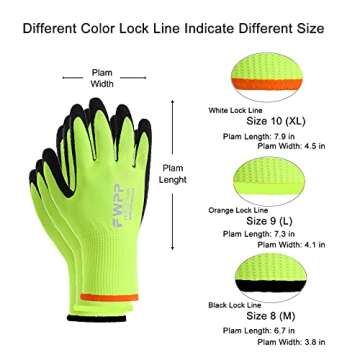 FWPP Latex Coated Work Gloves, Firm Grip for Construction, Gardening Gloves for Men and Women (Size L 6Pairs Yellow GL008003)