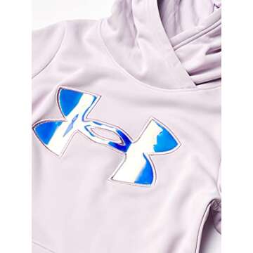 Under Armour Girls' Armour Fleece Irdsnt Big Logo Hood, Cool Pink (684)/Iridescent, Youth Large