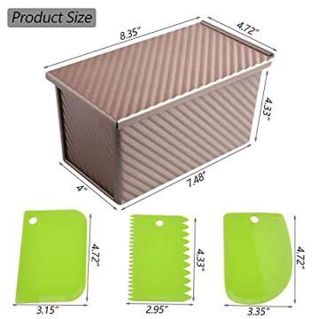 Pullman Loaf Pan with Lid, 1Pound Dough Capacity Rectangular Bread Pan, Non-Stick Long Bread Pans fo...