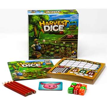 Grey Fox Games Harvest Dice Board Game for Family Fun - 2-4 Players