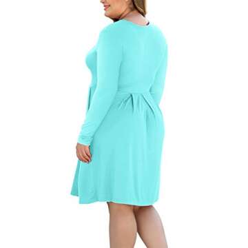 HAOMEILI Plus Size Long Sleeve Swing Dress with Pockets