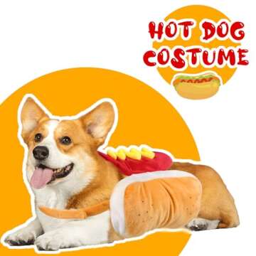 GOYOSWA Dog Hot Dog Costume for Small Medium Dogs - Pet Halloween Funny Outfit