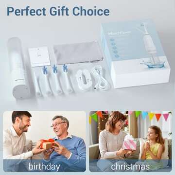 Portable Electric Toothbrush with Water Flosser, 2-in-1 Cordless Waterflosser Teeth Cleaning Kit 2.0, 3+3 Modes, 3 Brush Heads, 1 Jet Tip, IPX7 Waterproof Rechargeable Oral Irrigator for Travel Home