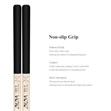 5A Maple Wood Drumsticks, Tear Drop Wood Tip, ANTI-SLIP Handle, Drum Sticks for Kids Adults Beginner...