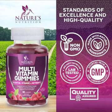 Multivitamin Gummy Vitamins, Berry Flavored Adult Daily Vitamins for Women & Men with Multi Vitamin A, C, D, E, B6, B12, Zinc & Antioxidants Supplement for Immune Health Support, Non-GMO - 60 Gummies