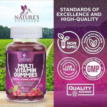 Multivitamin Gummy Vitamins, Berry Flavored Adult Daily Vitamins for Women & Men with Multi Vitamin A, C, D, E, B6, B12, Zinc & Antioxidants Supplement for Immune Health Support, Non-GMO - 60 Gummies