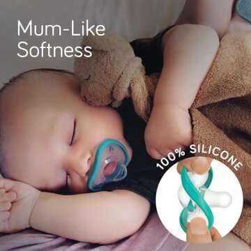 Nanobebe Baby Pacifiers 0-3 Month - Orthodontic, Curves Comfortably with Face Contour, Award Winning...