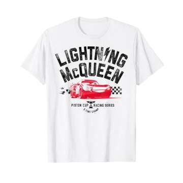 Disney Pixar Cars 3 Lightning McQueen Piston Cup Vintage T-Shirt