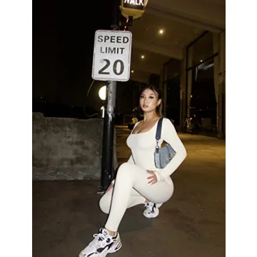 OQQ Ribbed Long Sleeve Jumpsuit for Ultimate Comfort