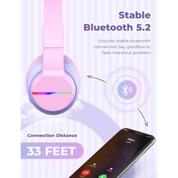 iClever BTH12 Kids Bluetooth Headphones with LED Lights