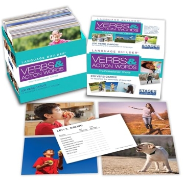 Stages Learning Materials Language Builder Verb Flash Cards for Speech and Articulation Learning