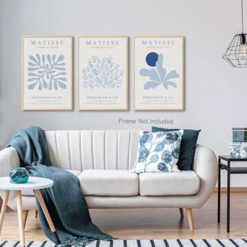 Blue Matisse Plant Leaves Canvas Art Set | Unframed Prints