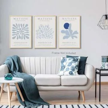 Blue Matisse Plant Leaves Canvas Art Set | Unframed Prints