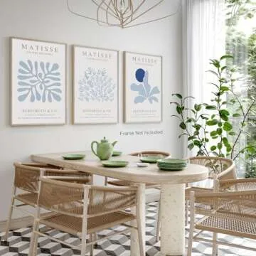 Blue Matisse Plant Leaves Canvas Art Set | Unframed Prints