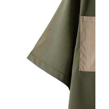 Floerns Men's Color Block Short Sleeve Collar Neck Button Down Shirt Top