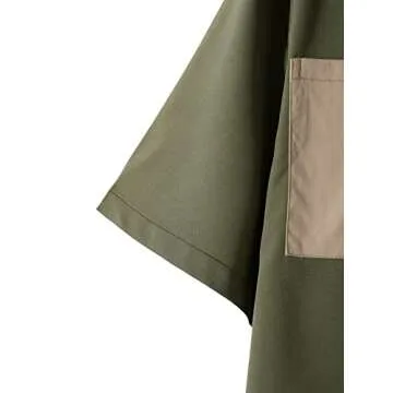 Floerns Men's Color Block Short Sleeve Collar Neck Button Down Shirt Top