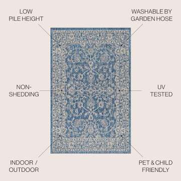 JONATHAN Y SMB103A-8 Palazzo Vine and Border Textured Weave Indoor Outdoor Area-Rug Coastal Bohemian...