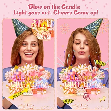 Pop Up Birthday Cards with LED & Music for Women