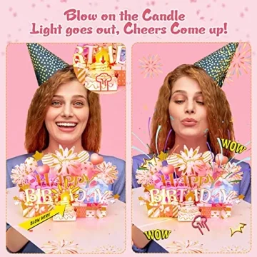 Pop Up Birthday Cards with LED & Music for Women