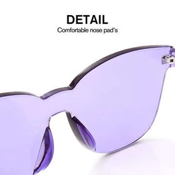 OLINOWL Oversized Square Rimless Sunglasses Tinted Unisex Women Men One Piece colored Transparent Eyewear Retro Eyeglasses