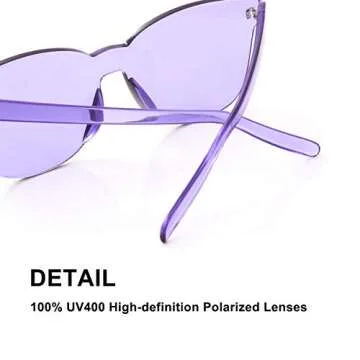OLINOWL Oversized Square Rimless Sunglasses Tinted Unisex Women Men One Piece colored Transparent Eyewear Retro Eyeglasses