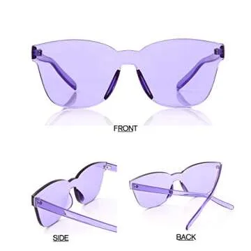 OLINOWL Oversized Square Rimless Sunglasses Tinted Unisex Women Men One Piece colored Transparent Eyewear Retro Eyeglasses