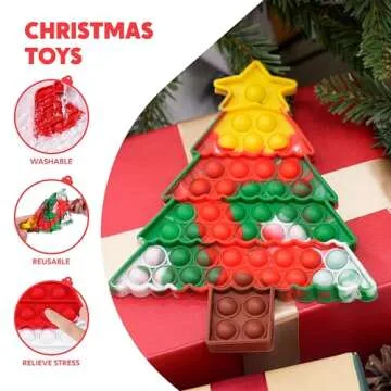 JOYIN 4 PCS Christmas Fidget Toys Push Squeeze Pop Bubble Silicone Pop Fidget s Stress Relief Hand Toy Anxiety Stress Reliever Office Desk Christmas Toys for Kids Adults