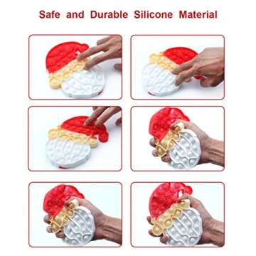 JOYIN 4 PCS Christmas Fidget Toys Push Squeeze Pop Bubble Silicone Pop Fidget s Stress Relief Hand Toy Anxiety Stress Reliever Office Desk Christmas Toys for Kids Adults
