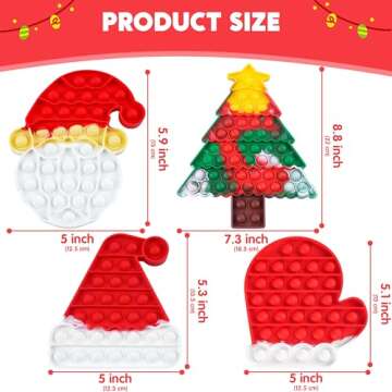 JOYIN 4 PCS Christmas Fidget Toys Push Squeeze Pop Bubble Silicone Pop Fidget s Stress Relief Hand Toy Anxiety Stress Reliever Office Desk Christmas Toys for Kids Adults