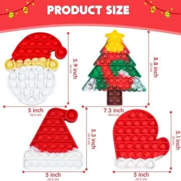 JOYIN 4 PCS Christmas Fidget Toys Push Squeeze Pop Bubble Silicone Pop Fidget s Stress Relief Hand Toy Anxiety Stress Reliever Office Desk Christmas Toys for Kids Adults