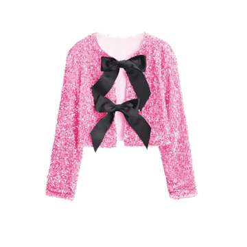 HYLLGUD Sparkling Tie-Front Sequined Jacket for Women