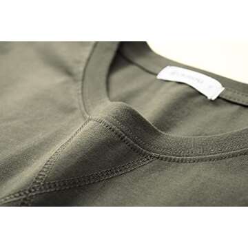 KLIEGOU Mens Cotton Hipster Hip Hop Longline Long Sleeve T Shirt 67(ArmyGreen M)