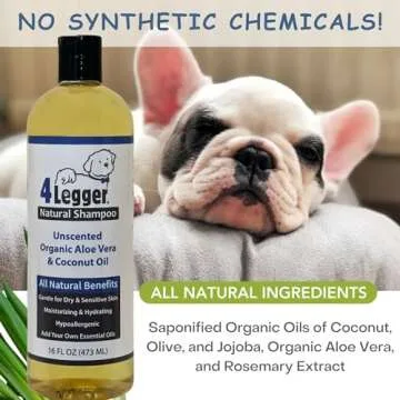 4Legger Organic Natural Dog Shampoo for Sensitive Skin - Hypoallergenic, Coconut, Fragrance Free, 16...
