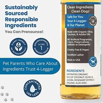 4Legger Natural Dog Shampoo - Hypoallergenic & Soothing