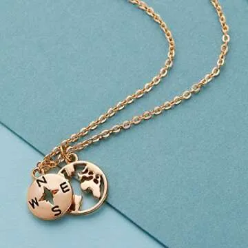 Zealmer Gold Plated Compass Necklace Perfect Graduation Gift