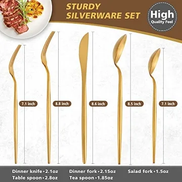 Oliviola Matte Gold Silverware 20-Piece Set for 4