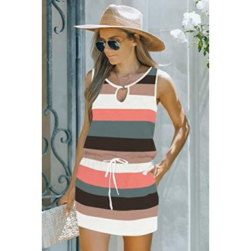 SAUKOLE Women Summer Cover Ups Casual Sleeveless Dress