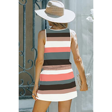 SAUKOLE Women Summer Cover Ups Casual Sleeveless Dress