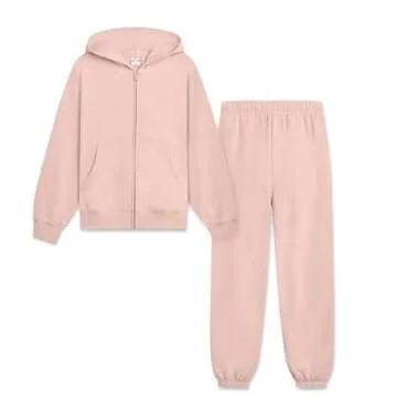 KUT & SO Womens Sweatsuits – Oversized Track Suit 2-Piece Set Includes Zip Hoodie and High-Rise Sweatpants Pink Rose X-Large