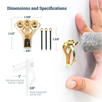 Picture Hang Solutions Earthquake Hangers 75 lb - 10 Pack - Tremor Hanger - Earthquake Picture Hangi...