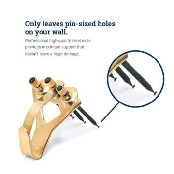 Picture Hang Solutions Earthquake Hangers 75 lb - 10 Pack - Tremor Hanger - Earthquake Picture Hanging Hooks