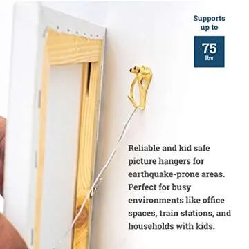 Picture Hang Solutions Earthquake Hangers 75 lb - 10 Pack - Tremor Hanger - Earthquake Picture Hanging Hooks